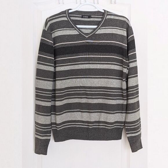 COTTON v neck striped sweater size Small @D - Picture 1 of 4